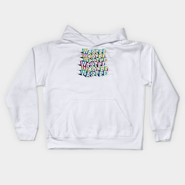 Wasted - Cartoon Typography Drawn Design Kids Hoodie by DankFutura